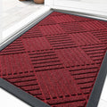 OLANLY Front Door Mat Outside Entrance 29.5x17, Absorbent, Heavy Duty Sturdy Natural Rubber Doormat Indoor Outdoor, Stain Fade Resistant, Non-Slip Low Profile Floor Mat for Entryway, Black Red Diamond