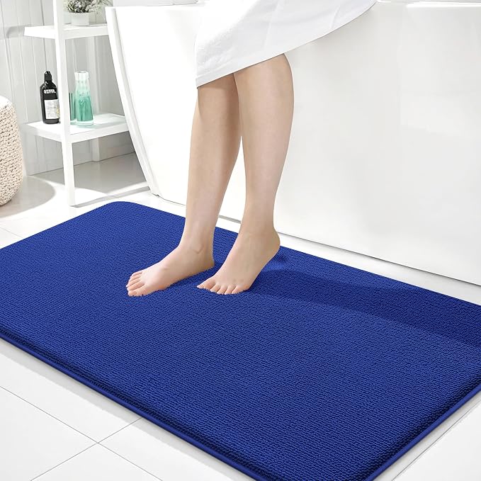 OLANLY Thick Memory Foam Bathroom Runner Rugs 44x24, Extra Soft Absorbent Long Bath Rug, Quick Dry, Non-Slip, Machine Washable Bath Mat for Bathroom, Tub and Shower, Home Decor Accessories, Royal Blue