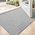 LUMI Ultra Thin Indoor Door Mat for Entrance 24"x36", Non Slip Entryway Mat, Low Profile Doormat, Unique Herringbone Design Carpet for Inside, Patio, Porch, Gray