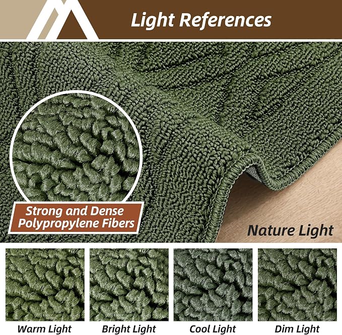 COSY HOMEER Kitchen Rugs 24"x35" Non-Slip Washable Kitchen Mats for Floor Polypropylene Absorbent Kitchen Floor Mat for Kitchen Sink Entryway,Green