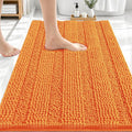 OLANLY Thick Bathroom Rugs 30x20, Extra Soft Absorbent Chenille Striped Bath Rugs, Rubber Backing, Machine Wash Dry, Bath Mats for Bathroom Floor, Tub and Shower, Home Decor Accessories, Orange