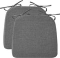 Ruqmuis Chair Cushions for Dining Chairs, 2" Thick Seat Cushions for Kitchen Chairs, D-Shaped Chair Pads with Washable Cover, Ties and Non Slip Backing, 17'' x 16'', Set of 2, Dark Grey