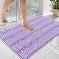 OLANLY Thick Bathroom Rugs 36x24, Extra Soft Absorbent Chenille Striped Bath Rugs, Rubber Backing, Machine Wash Dry, Bath Mats for Bathroom Floor, Tub and Shower, Home Decor Accessories, Lavender