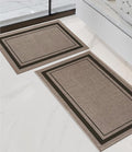 chakme 2 Piece Bathroom Rug Sets, Ultra Thin Bath Mat,Absorbent,Non Slip, Machine Washable, Dark Beige, 17"x24"+17"x32"