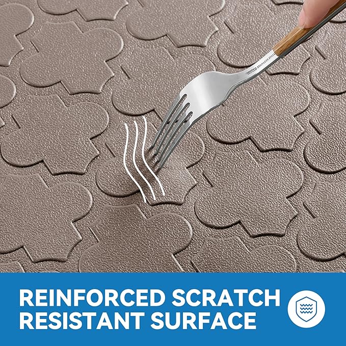 Kitchen Mat Cushioned Anti Fatigue for Floor, Non-Slip Waterproof Comfort Rug for Kitchen Sink, Standing Desk & Laundry, 17.3"x60", Khaki