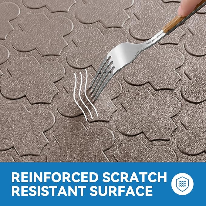 Kitchen Mat Cushioned Anti Fatigue for Floor, Non-Slip Waterproof Comfort Rug for Kitchen Sink, Standing Desk & Laundry, 17.3"x39", Khaki