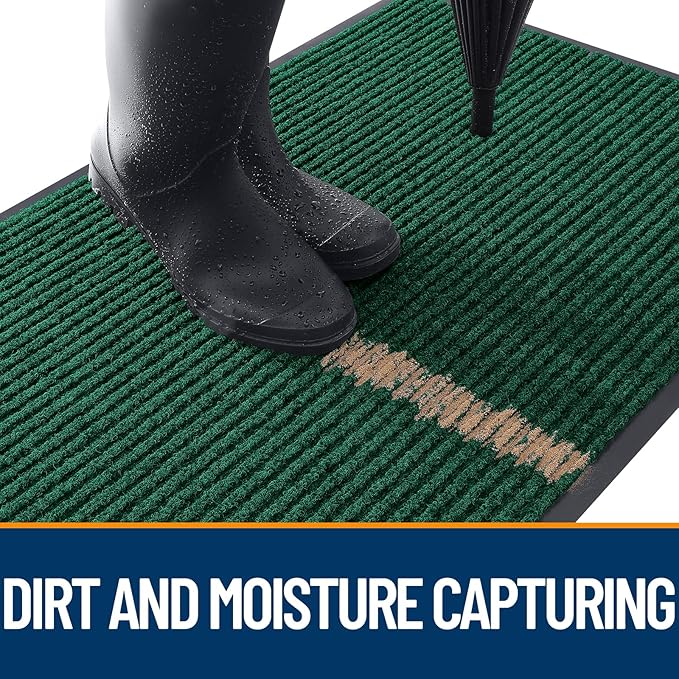 OLANLY Front Door Mat Indoor Outdoor Entrance, 2-Pack 59 x 23 Inch, Waterproof Heavy Duty Doormat, Fade Resistant, Low Profile, Easy Clean Patio Porch Welcome Floor Mats for Entry, Green