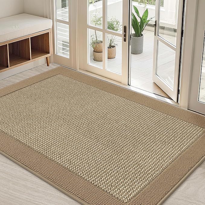 BEQHAUSE Indoor Door Mat 32" x 48", Dirt Trapper Door Mats Non-Slip Entryway Rugs Washable, Resist Dirt Absorbent Welcome Mat, Low Profile Floor Mats for Front Back Door and Entryway, Beige