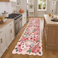 DUKINO 2x8 Washable Runner Rug, Lightweight Soft Floral Hallway Rug Runner with Low Pile Design, Non Shedding & Non Slip Backing Thin Indoor Carpet for Bedroom, Bathroom, Entrance, Kitchen, Pink