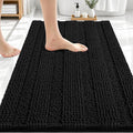 OLANLY Thick Bathroom Rugs 30x20, Extra Soft Absorbent Chenille Striped Bath Rugs, Rubber Backing, Machine Wash Dry, Bath Mats for Bathroom Floor, Tub and Shower, Home Decor Accessories, Black