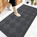 OLANLY Front Door Mat Outside Entrance 47x23, Absorbent, Heavy Duty Sturdy Natural Rubber Doormat Indoor Outdoor, Stain Fade Resistant, Non-Slip Low Profile Floor Mat for Entryway, Black Gray Diamond