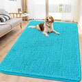 Smiry Dog Door Mat for Muddy Paws 70x32, Absorbent Dirt Trapper, Non-Slip Washable Chenille Entryway Rug for Inside Floor, Aqua Blue, Classic Solid