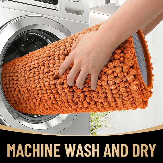 OLANLY Thick Bathroom Rugs 36x24, Extra Soft Absorbent Chenille Bath Rugs, Rubber Backing, Machine Wash Dry, Bath Mats for Bathroom Floor, Tub and Shower, Home Decor Accessories, Clay