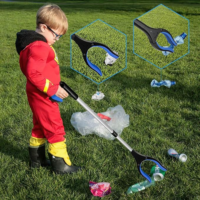 2-Pack Grabber Tool, 32" Long Reacher Grabber Pickup Tool with Magnetic Tip, Trash Picker for Elderly Grab It Reaching Tool, Garbage Picker Upper, Litter Pick Up Grab Tool