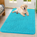 Smiry Dog Door Mat for Muddy Paws 40x32, Absorbent Dirt Trapper, Non-Slip Washable Chenille Entryway Rug for Inside Floor, Aqua Blue, Classic Solid