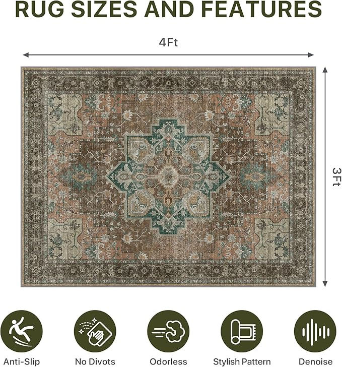 36"x48" Office Chair Mat for Hardwood Tile Floor, Under Desk Carpet Protector for Rolling Computer Chair Mat, Machine Washable Area Rug, Anti-Slip 1/5" Thick Low Pile Thin Vinyl Floor Mat, Rosewood