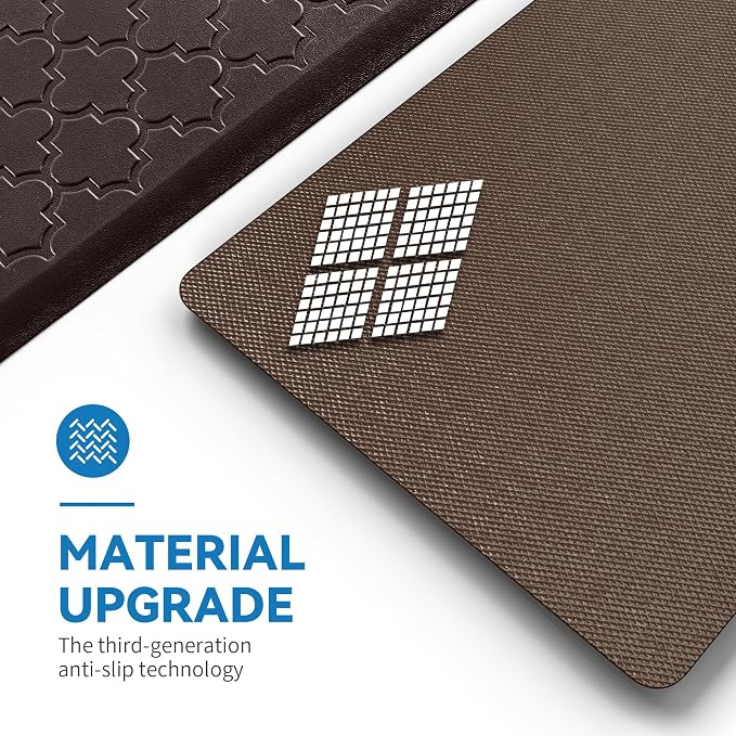 Kitchen Mat Cushioned Anti Fatigue for Floor, Non-Slip Waterproof Comfort Rug for Kitchen Sink, Standing Desk & Laundry, 17.3"x60", Chocolate