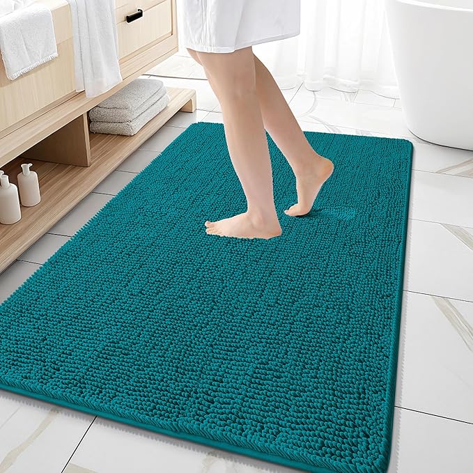 OLANLY Large Bathroom Rugs 59x35, Extra Soft Absorbent Chenille Bath Rugs, Rubber Backing Quick Dry, Machine Washable Bath Mats for Bathroom Floor, Tub and Shower, Home Decor Accessories, Deep Lake