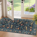 DUKINO 2x4 Rug for Hallway, Washable Kitchen Runner Rug with Non Slip Backing, Soft Low Pile Vintage Animal Runner for Bedroom, Kitchen, Hallway, Entryway, Laundry, Navy Blue