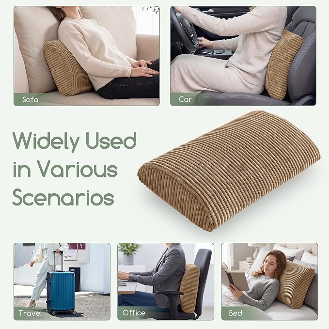 HIGOGOGO Lumbar Support Pillow for Recliner Chair/Accent Chair/Couch, Large Memory Foam Back Support Cushion for Elderly, Recliner Cushions for Back Rest, Pain Relief, Reading, Washable Cover, Coffee
