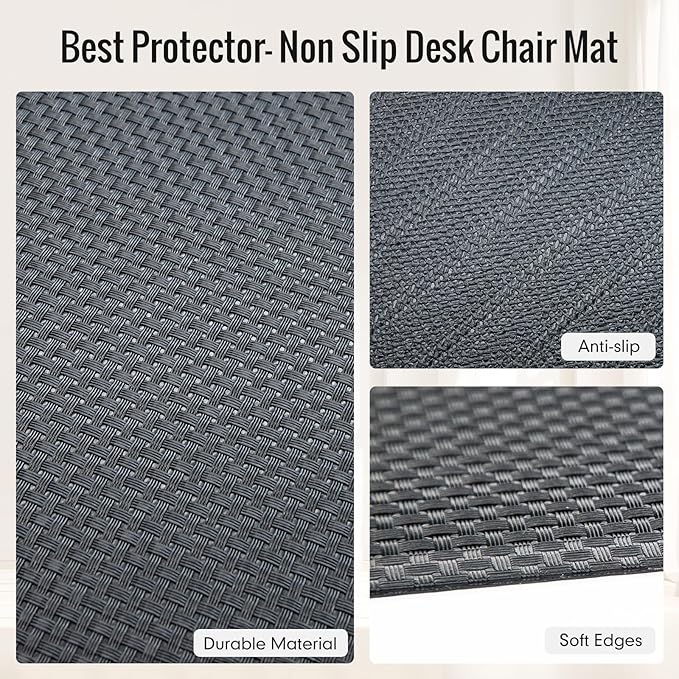 Office Chair Mat for Hard Floors,36"x48" Anti-Slip Waterproof Hardwood Floor Chair Mat,Heavy Duty Floor Protector Rolling Chairs for Home Office(Black)