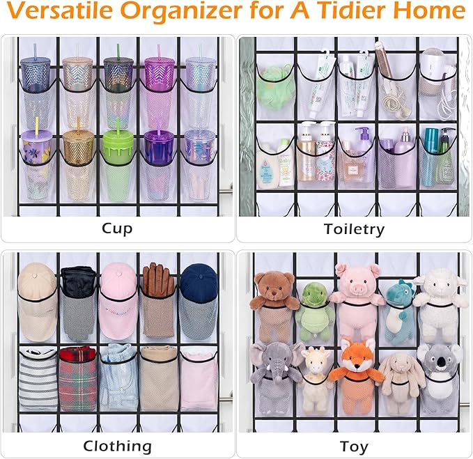 MISSLO 35 Large Pockets Over The Door Shoe Organizer Sturdy Oxford Fabric Hanging Shoe Rack for Door Mesh Closet Shoe Holder Hanger, White