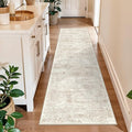2x8 Runner Rug Washable Hallway: Non Slip Kitchen Runners with Rubber Backing Vintage Farmhouse Neutral Boho Cream Soft Carpet for Bathroom Bedroom Entryway, Cream/Beige
