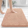 OLANLY Large Bathroom Rugs 44x32, Extra Soft Absorbent Chenille Bath Rugs, Rubber Backing Quick Dry, Machine Washable Bath Mats for Bathroom Floor, Tub and Shower, Home Decor Accessories, Peach