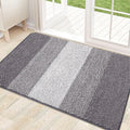 Kitinjoy Indoor Outdoor Door Mat, 32x20 Non-Slip Absorbent Dirt Trapper, Low-Profile Washable Inside Entrance Front Floor Mat, Sturdy Soft Entry Doormats for Entryway, Light Grey