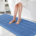 OLANLY Thick Bathroom Runner Rugs 70x24, Absorbent Chenille Striped Bath Rugs, Rubber Backing, Machine Wash, Extra Long Bath Mats for Bathroom, Tub and Shower, Home Decor Accessories, Cornflower Blue