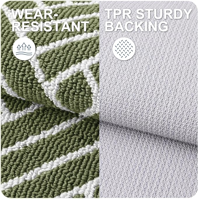 OLANLY Indoor Door Mat, 32x20 Inch, Dirt Resistant and Absorbent, Non-Slip Rubber Backing Floor Mats, Easy Clean Low-Profile Doormat for Entryway, Front Door, and Inside Entrance, Green