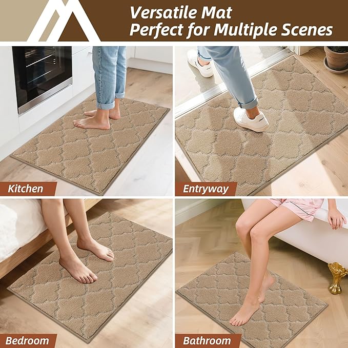 COSY HOMEER Kitchen Rugs 24"x36" Non-Slip Washable Kitchen Mats for Floor Absorbent Kitchen Carpet Soft Rugs for Kitchen,Sink Mat,Entrance,Area Rug,Beige