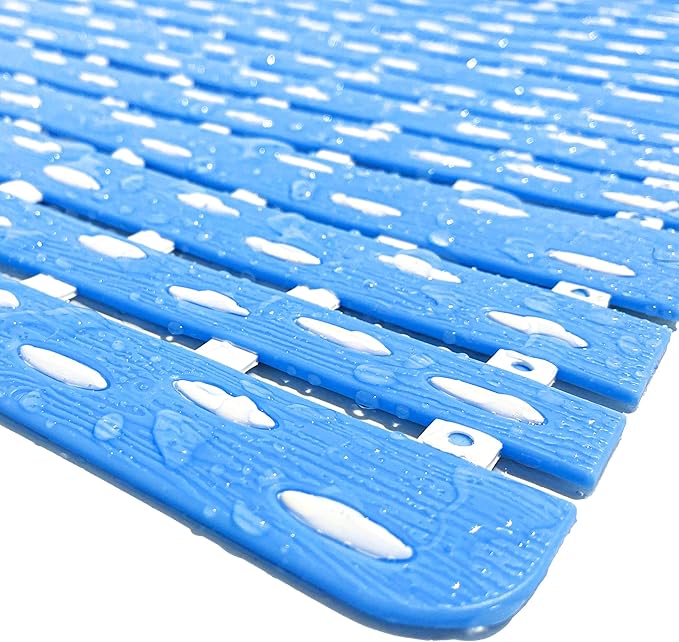 Bathtub Mat Non Slip | Double-Layered Shower Mats with Suction Cups | Improved Drainage, EZ-Dry, Premium Grip Tub Mat | Extended 16x31in. | Non-Toxic, BPA, Latex, Phthalate Free (Waterfall)
