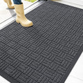 OLANLY Front Door Mat Outside Entrance 47x32, Absorbent, Heavy Duty Sturdy Natural Rubber Doormat Indoor Outdoor, Non-Slip, Stain and Fade Resistant, Low Profile Floor Mat for Entryway, Black Gray