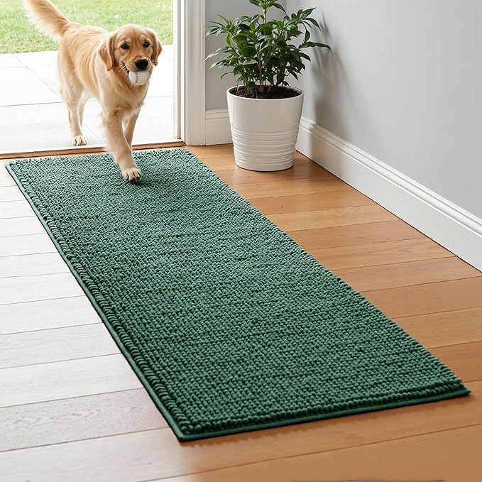 SUBRTEX Bathroom Rugs, 24" x 60" Chenille Bath Rug Soft Short Plush Bath Mat Soft Shower Mat Water Absorbent Shower Mat Quick Dry Machine Washable, Celadon