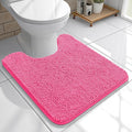 OLANLY Toilet Rugs U-Shaped 20x20, Extra Soft Absorbent Chenille Contour Bathroom Rugs for Toilet, Dry Quickly, Machine Washable, Non-Slip Bath Mat, Hot Pink
