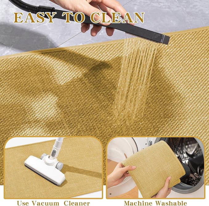 chakme Bathroom Rugs Mat 36x25, Ultra Thin Non Slip Bath Mat Large Quick Dry Absorbent Bath Mat for Bathroom Floor, (Yellow, 36"x25")