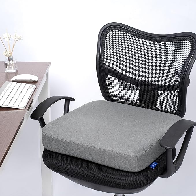 CYLEN Ifoam Memory Foam Layer Wheelchair Cushion - Seat Cushion for Wheelchair-Office Chair, Kitchen Chair-Pressure Sore and Tailbone Pain Relief-High Dense Polyfoam Base (Grey, 18×16×3 inch)