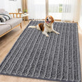 Smiry Dog Door Mat for Muddy Paws 71x46, Absorbent Dirt Trapper, Non-Slip Washable Chenille Entryway Rug for Inside Floor, Dark Grey, Layered Pattern