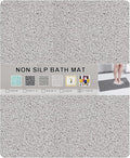 Nonslip Bathtub Mat, Anti Slip Bath Mat 0.6" Extra Thick, Quick Dry Bath Tub Anti Slip Shower Mat, Loofah Non-Slip Bath Mat for Tub Bathroom Pool Kitchen Entryway Home Hotel(Light Gray 24x27)