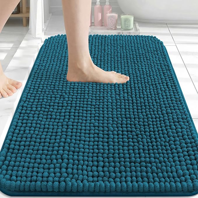 Arotive Bathroom Rugs 30" x 20", Ultra Soft Absorbent Chenille Bath Rugs, Non-Slip Rubber Backing, Machine Washable Bath Mats for Bathroom Floor, Tub and Shower, Home Decor Accessories, Peacock Blue