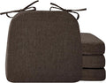 Ruqmuis Chair Cushions for Dining Chairs, 2" Thick Seat Cushions for Kitchen Chairs, D-Shaped Chair Pads with Washable Cover, Ties and Non Slip Backing, 17'' x 16'', Set of 4, Brown