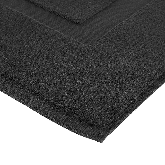 Amazon Basics Banded 100% Cotton Machine Washable Bathroom Bath Rug Mat, 31" x 20", Black