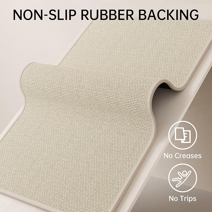 Mecko Bath Mat, Ultra Absorbent Quick Dry Bathroom Floor Mats-Upgraded Thin Cozy Cloth Bathroom Mat Fit Under Door, Rubber Non-Slip Bathroom Rug for Bathtub, Sink, Shower Room(Oatmeal,24"x48")