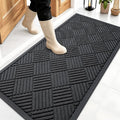 OLANLY Front Door Mat Outside Entrance 47x23, Absorbent, Heavy Duty Sturdy Natural Rubber Doormat Indoor Outdoor, Stain and Fade Resistant, Non-Slip Low Profile Floor Mat for Entryway, Black Diamond