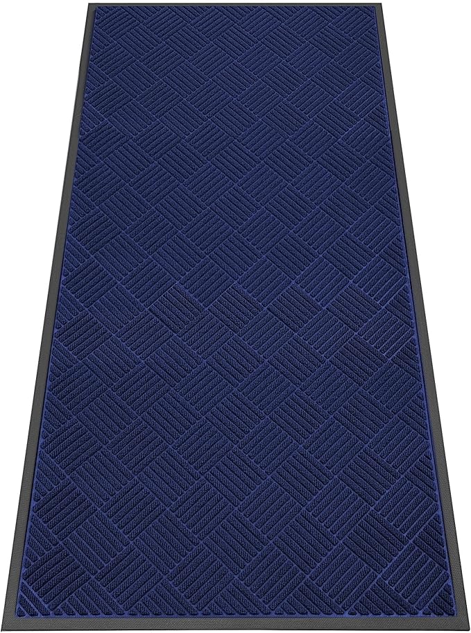 Indoor Outdoor Door Mat, 6’x 3' Doormat for Entryway, Rubber Backing Non Slip Front Door Mat Outside Entrance, Super Absorbent Commercial Floor Mat for Home Office, Blue