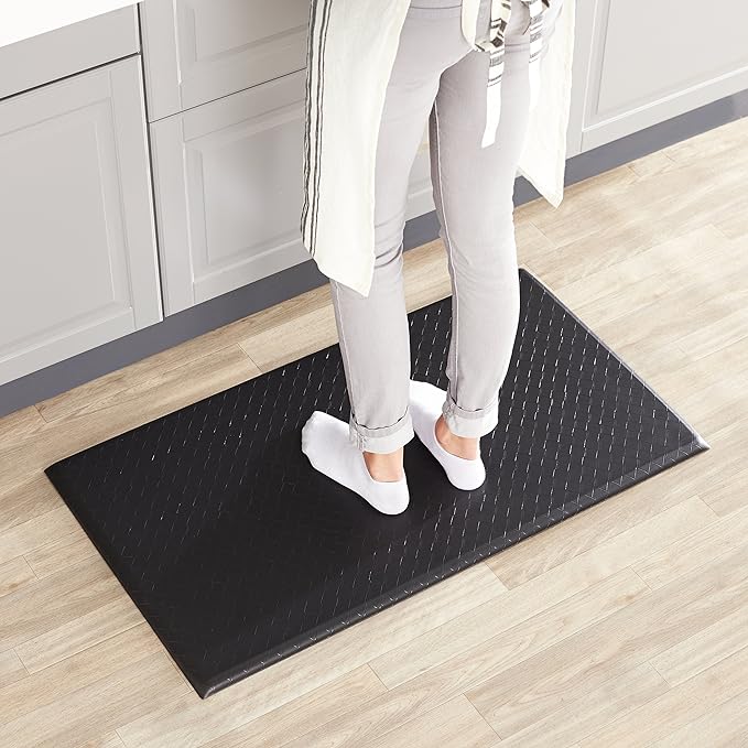 Amazon Basics Anti-Fatigue Standing Mat, Non-Slip, Cushioned Comfort Mat for Home, Office and Kitchen, 20" x 36" x 0.6", Black, 1-Pack