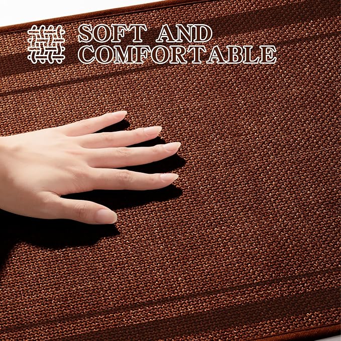 chakme Bathroom Rugs Mat 32x17, Ultra Thin Non Slip Bath Mat Quick Dry Absorbent Bath Mat for Bathroom Floor, (Rust, 32"x17")