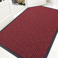 OLANLY Front Door Mat Outside Entrance 59x34, Absorbent, Heavy Duty Sturdy Natural Rubber Doormat Indoor Outdoor, Non-Slip, Stain and Fade Resistant, Low Profile Floor Mat for Entryway, Black Red