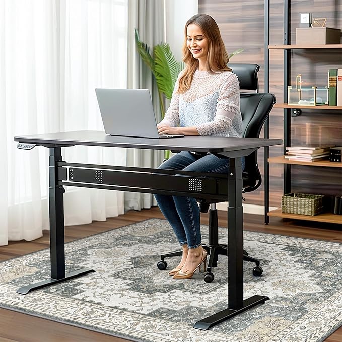 48"x72" Office Chair Mat for Hardwood Tile Floor, Under Desk Carpet Protector for Rolling Computer Chair Mat, Machine Washable Area Rug, Anti-Slip 1/5" Thick Low Pile Thin Vinyl Floor Mat, Grey